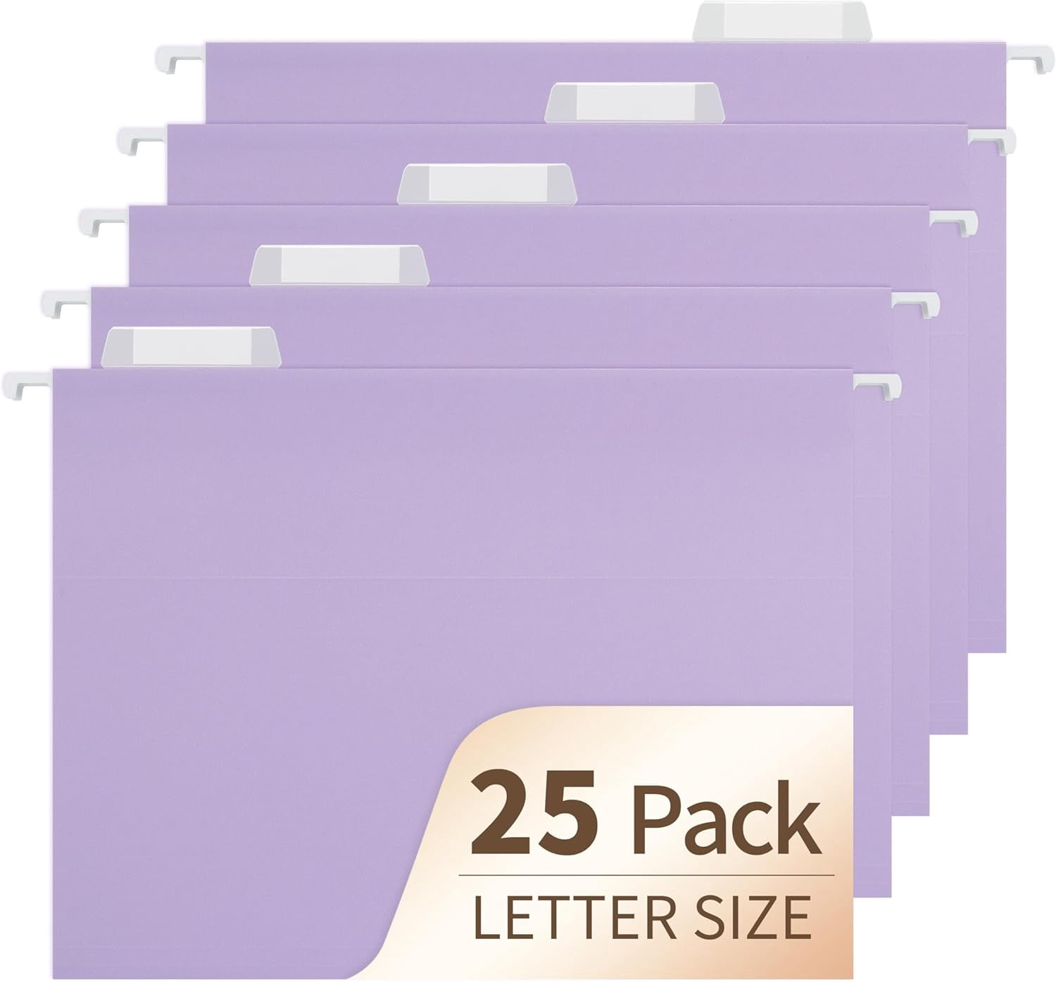 Light Purple Hanging File Folders,25 Pack Letter Size File Folders with 1/5-cut Tabs,Office Essentials for Filing Cabinet & Desk Storage