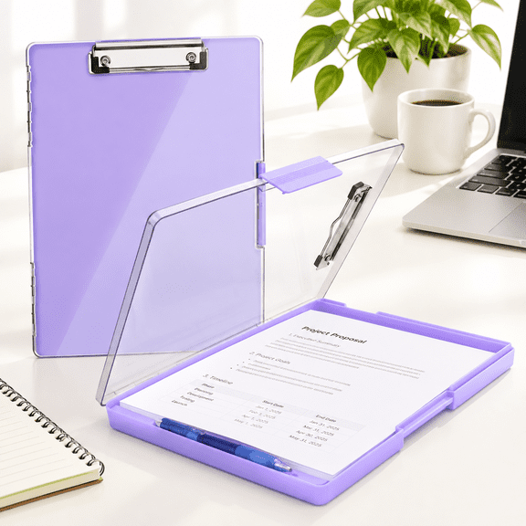 Light Purple Heavy Duty 8.5x11 Storage Clipboard Side Opening Folder