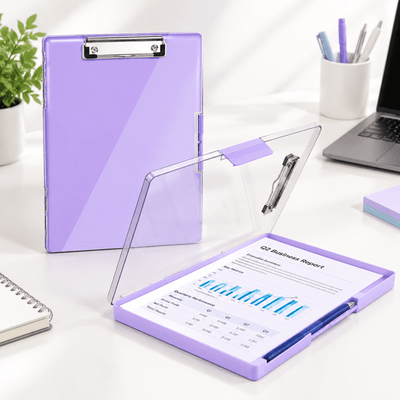 Light Purple Heavy Duty 8.5x11 Storage Clipboard with Side Opening Panel