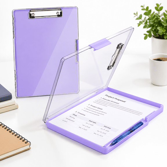 Light Purple Heavy Duty 8.5x11 Storage Clipboard with Side Opening Panel