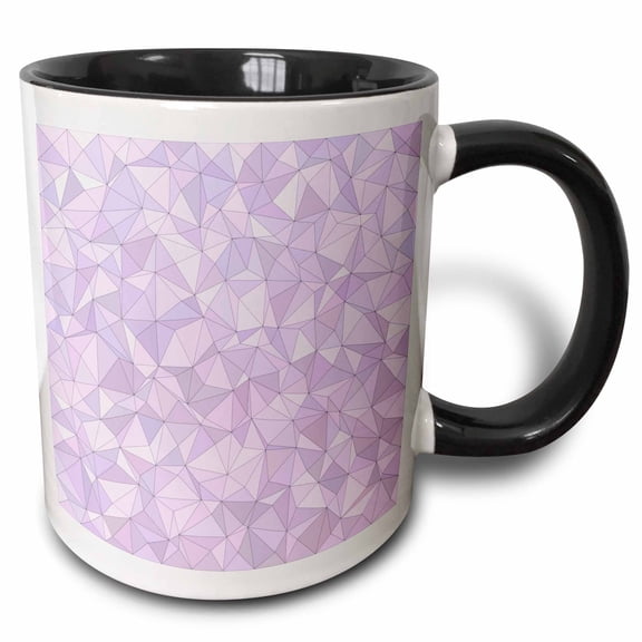3drose, Light Purple Irregular Triangle Mosaic Background, 11oz Two-tone Black Mug
