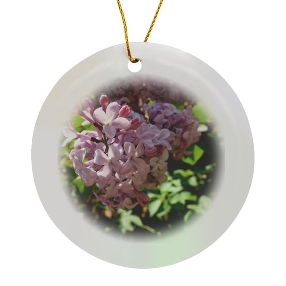 3drose, Light Purple Lilacs, Circle Porcelain Ornament