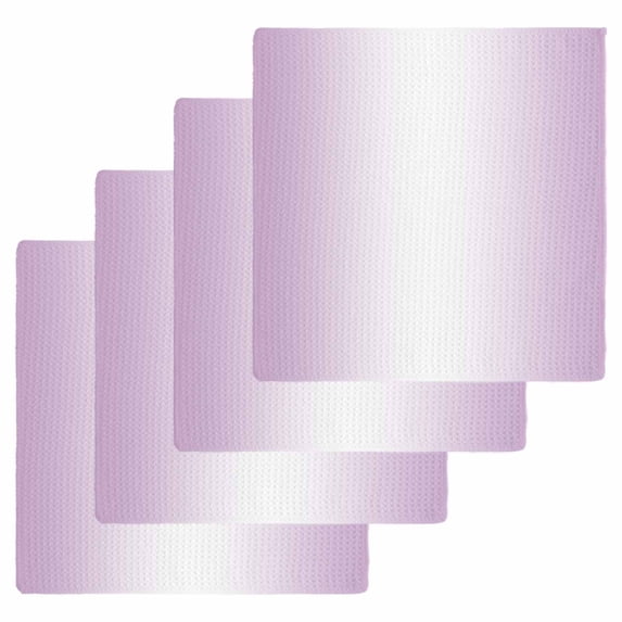 Light Purple Ombre Kitchen Dish Towels for Drying Dishes Set of 4, Modern Gradient Abstract Art Waffle Weave Microfiber Hand Tea Bathroom Towels Quick Dry & Absorbent Towel 12x12