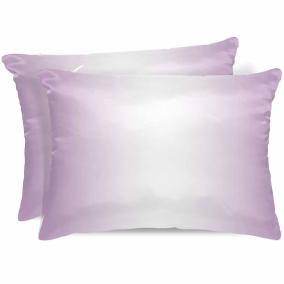 Light Purple Ombre Pillow Cases Queen Size Set of 2, Smooth Satin Pillowcase for Hair and Skin, Modern Gradient Abstract Art Decorative Cooling Bed Pillow Covers with Zipper, 20x30 Inches