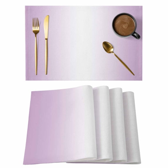 Light Purple Ombre Placemats Set of 2, Cotton Linen Fabric Place Mats, Modern Gradient Abstract Art Washable Decorative Table Mats Protector for Home Kitchen Dining Wedding Party Coffee Tables