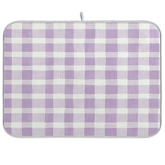 Light Purple Plaid Dish Drying Mat Kitchen Mats Microfiber Counter Absorbent Dish Pad Drainer Rack