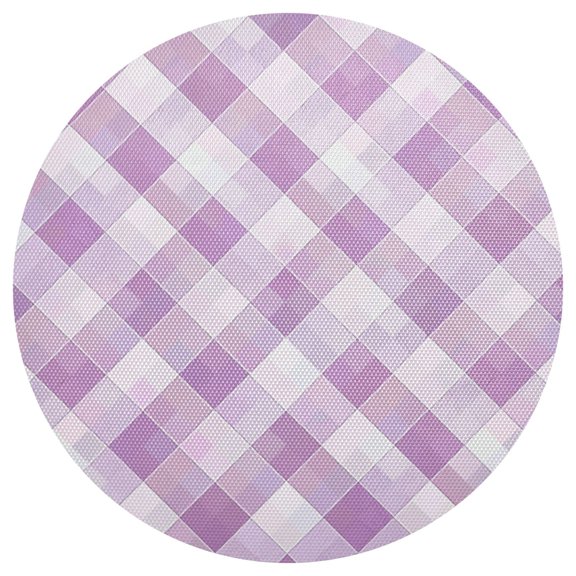 Light Purple Plaid Pattern PVC Round Grid Placemat Table Mat 1 Pc 15.4" x 15.4"
