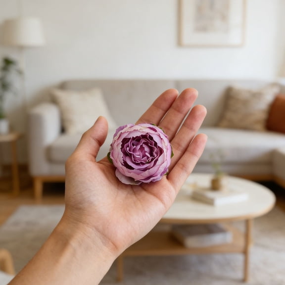 Light Purple Rose Flowers Artificial for Decoration,4in Blue Silk Flower Heads,1 Pcs Rose Flowers, Silk Rose Heads Bulk,Satin Rose Heads No Stem for DIY Flower Well,Crafts Bouquest