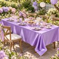 thumbnail image 1 of Light Purple Satin Tablecloth with Smooth Polyester Fabric, 57 X 84 Inch Rectangular Cover, for Wedding Banquet and Party Decorations, 1 of 3