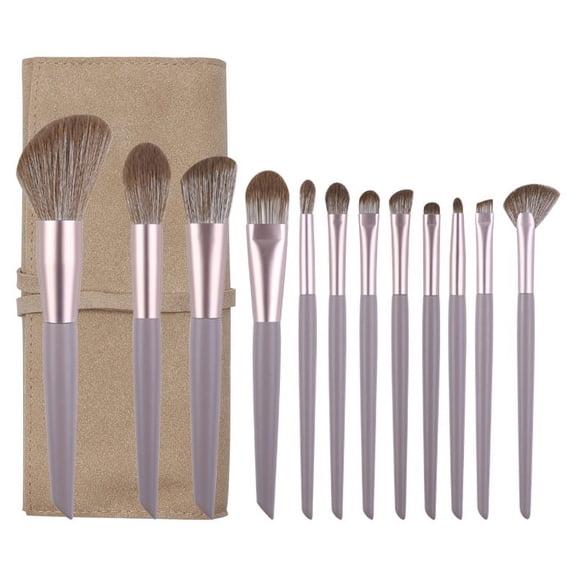 Light Purple Slant Cut Pointed Tail 12pcs Makeup Brushes Complete Set of Beauty Tools Foundation Eyeshadow Brush Set Face Makeup Set