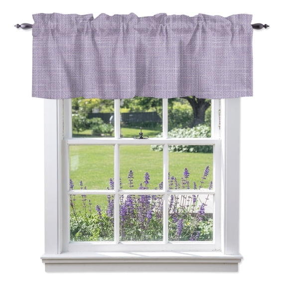 Light Purple Solid Valance Curtain 1 Panel, Minimalist Cloth Lavender Purple Linen Texture Kitchen Valance with Rod Pocket Window Treatment Short Curtains for Bathroom Bedroom, 42 x 18 Inches