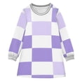 thumbnail image 1 of Light Purple Squares Pattern Girls'long-sleeved dress Thickened A-dress Warm Dress Basic Shirt Party Dresses, 1 of 2