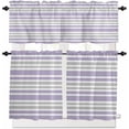 thumbnail image 1 of Light Purple Stripes Kitchen Curtains, Modern Minimalist Horizontal Lines 3-Piece Kitchen Curtain Valance and Tiers Set 24 Inch Length, Rod Pocket Half Window Curtains for Cafe Living Room Bathroom, 1 of 2