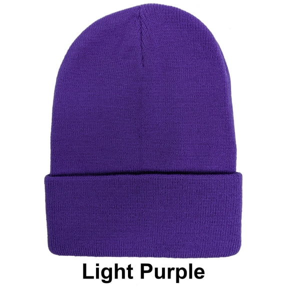 Light Purple Unisex Plain Warm Knit Beanie Hat Cuff Skull Ski Cap