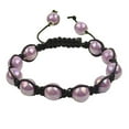 thumbnail image 1 of Light Purple Violet Beads Black Cord Macrame Beaded Bracelet, 1 of 2