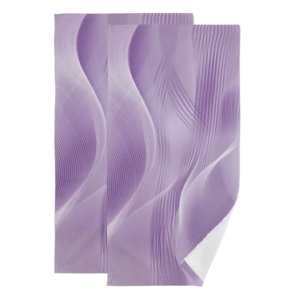 Light Purple Wave Lines Hand Towel Absorbent Bath Towels for Bathroom Sports Gym 28" x 14" Set of 2