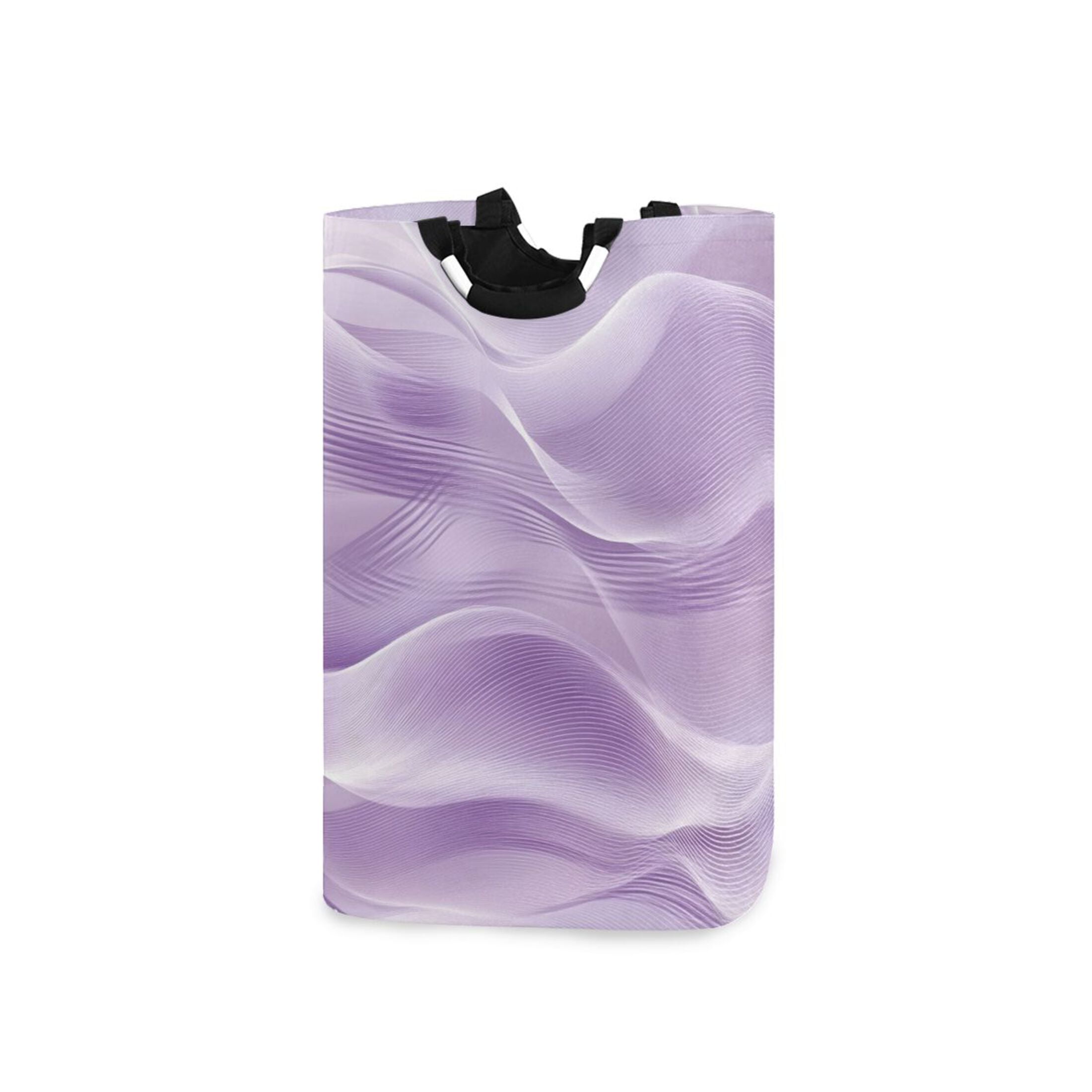 Light Purple Wave Lines Laundry Basket with Handles Foldable Laundry Hamper Freestanding Washing Bin 50L