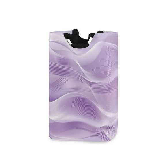 Light Purple Wave Lines Laundry Basket with Handles Foldable Laundry Hamper Freestanding Washing Bin 50L