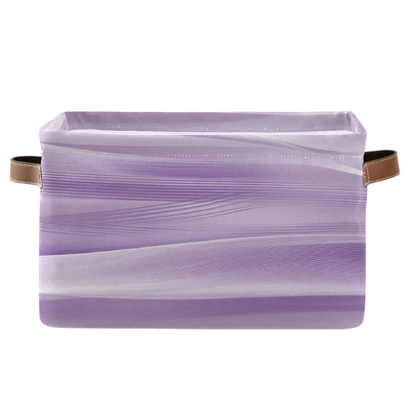 Light Purple Wave Lines Square Storage Bins with Handles Collapsible Containing Box 1 Pack