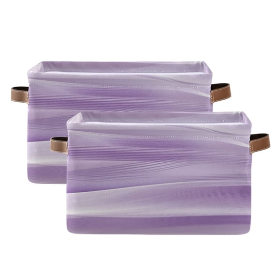 Light Purple Wave Lines Square Storage Bins with Handles Collapsible Containing Box 2 Packs