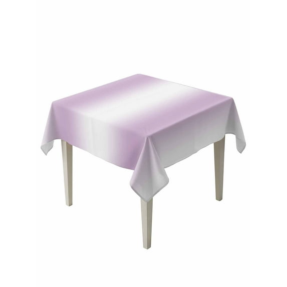 Light Purple White Table Cloth, Gradient Solid Stripes Geometric Waterproof Tablecloth for Square Tables, Reusable Washable Fabric Table Cover for Restaurant Kitchen Dining Tables 54"x54"