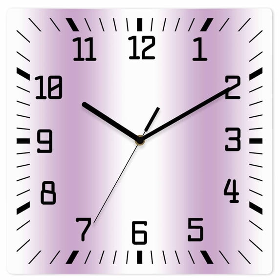 Light Purple White Wooden Wall Clock Silent Non Ticking, Gradient Solid Stripes Geometric Square Wall Clocks Battery Operated, Decor Clock for Home Office, Living Room, Kitchen, 10 Inch
