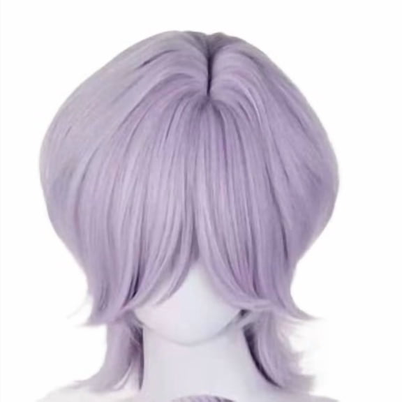 Light Purple Wolf Tail Short Hair Wig - Stylish Layered Gradient Mullet Wig for Cosplay and Daily Wear