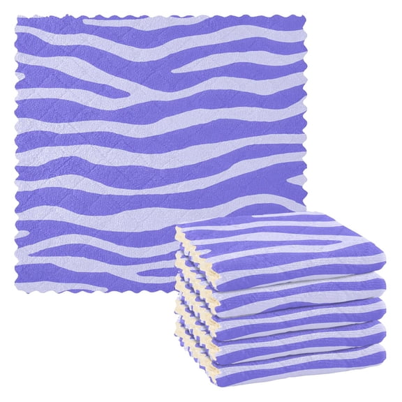 Light Purple Zebra Pattern Dish Towels 6 Pack Kitchen Cleaning Dish Cloths Absorbent Reuseable Cleaning Cloths 11'' x 11''