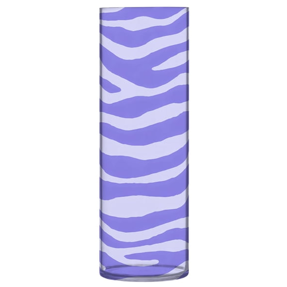 Light Purple Zebra Pattern Vase Flower Vase Clear Unbreakable Plastic Tall Decorative 11.8in
