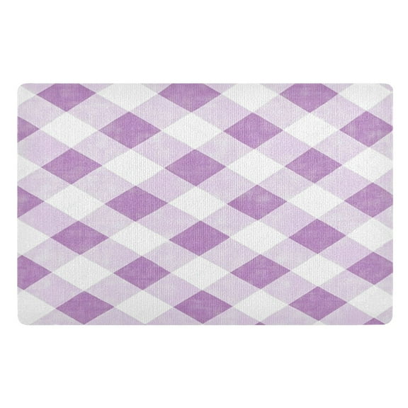Light Purple and White Gingham Doormat 32x20 inch Non Slip Doormat Absorbent Welcome Mat Indoor Doormat for Bedroom Living Room