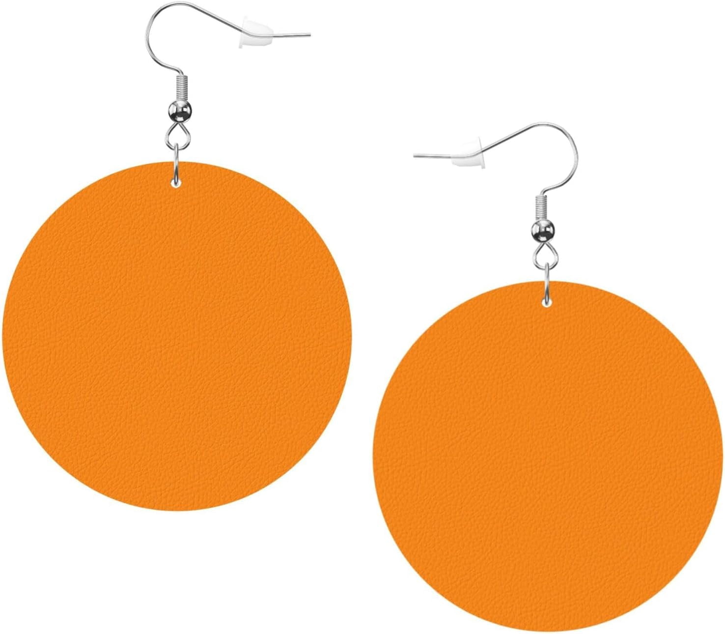 Light Quality Orange Earrings for Women PU Leather Dangle Earrings, Lightweight Round Shape Leather Teardrop Dangly Ear Pendants Jewelry Gift[h270]