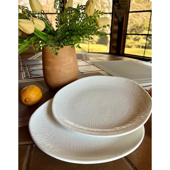 Light Rain Durable White Porcelain Dinner Plates