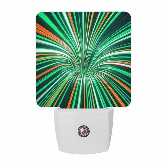 Light Rays Night Lights, Abstract Modern Minimalist Green Orange Line Tunnel Smart Auto Dusk to Dawn Sensor Nightlights Plug-in Nightlight for Bedroom Bathroom Living Room Kitchen Hallway
