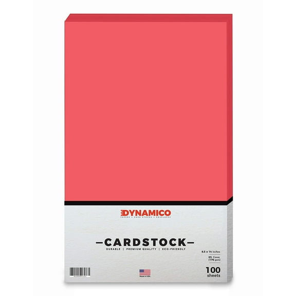 Light Red 8.5 x 14" Cardstock Paper - Legal/Menu Size - for Cards and Stationery Printing | Medium weight 65 LB (175 gsm) Cover Card Stock | 100 Sheets Per Pack