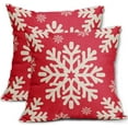 thumbnail image 1 of Light Red Christmas Pillow Covers 20x20 Inch Set of 2, Xmas Snowflakes Rustic Winter Themed Decorative Throw Pillow Cases Outdoor Linen Cushion Covers Seasonal Farmhouse Sofa Couch Bed Decor, 1 of 6