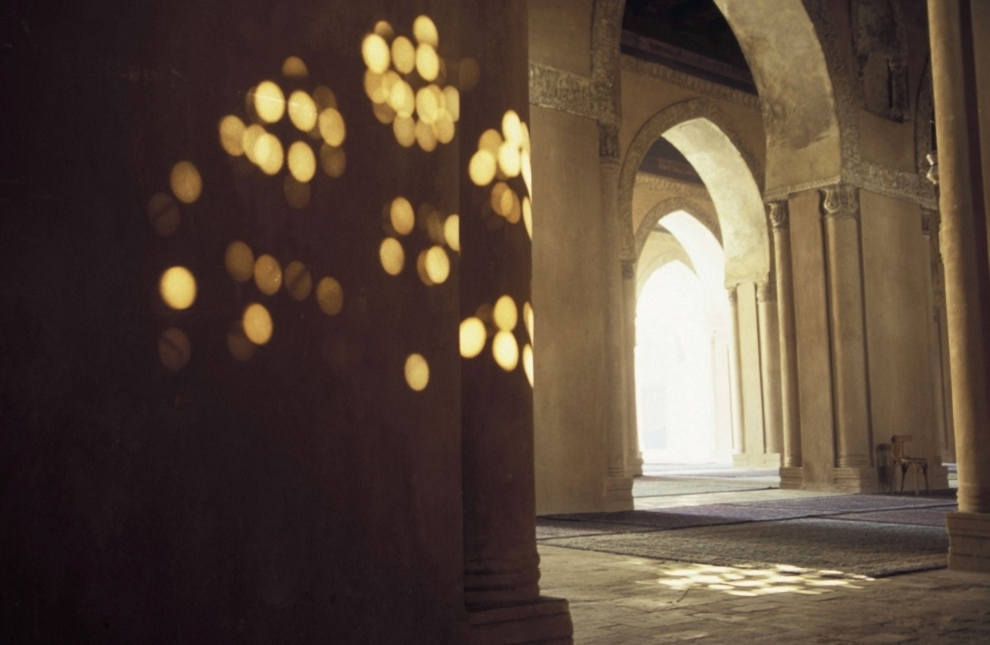 Light Reflecting On Columns At Ibn Tulun Mosque Canvas Art - Chris Bradley Design Pics (17 x 11)