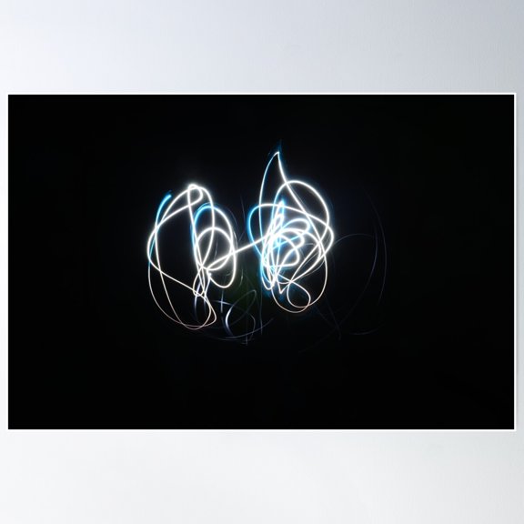 Light Reflection – Minimalist Light Painting Photography In White And Blue Poster Wall Art, Modern Wall Decor For Living Room Bedroom, 24x36 UNFRAMED