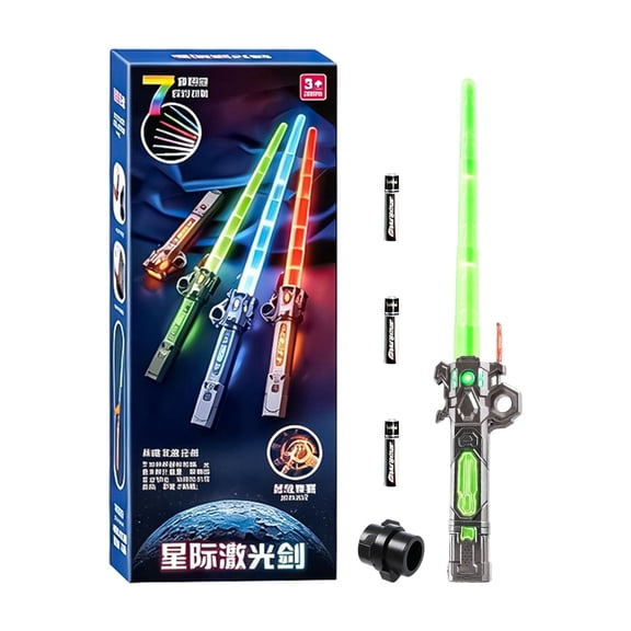 Light Up Retractable Saber Toys , 7 Color Changing Battery Powered Copper Glow Sabers With Connectors And Batteries Kids Pretend Play Party Halloween Gifts