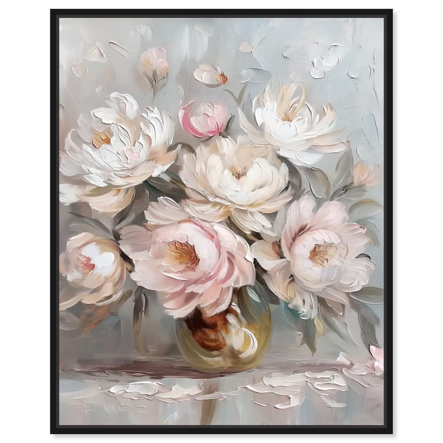 Light Rose Dream Canvas Elegant Florals by Art Remedy, Black Frame, 24 ...