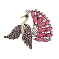 thumbnail image 1 of Light Rose Iridescent Color Rhinestone Crystal Pink Bead Feather Peacock Bird Brooch Pin, 1 of 5