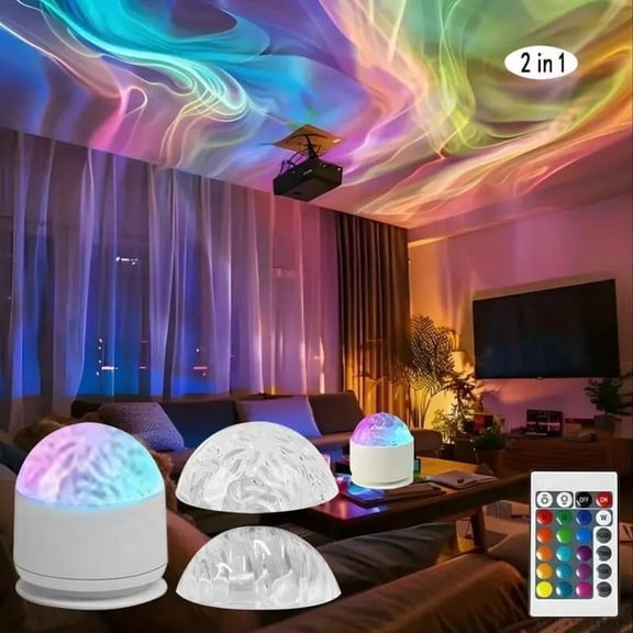 Light, Rotating Water Pattern, Plastic Build, Bedroom Dynamic Night Lamp for All, Ocean Wave Projector, Flame Romantic Ambiance with Remote