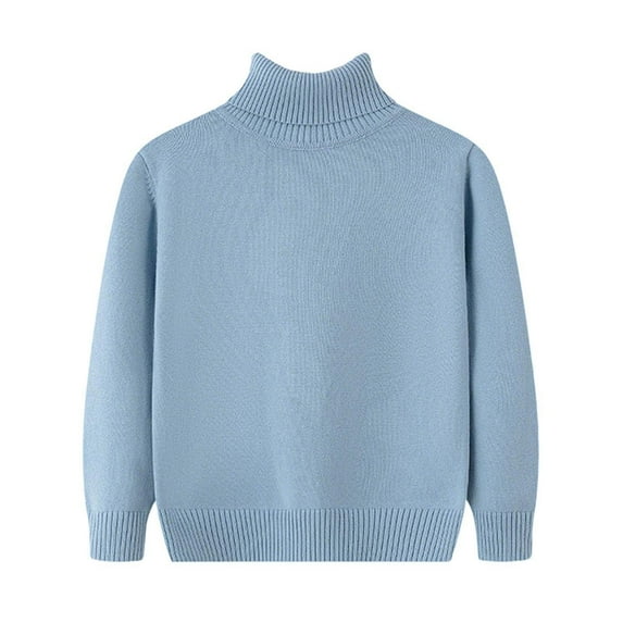 Light Royal Blue Boy Girl Crewneck Turtleneck Sweater Shirts for Children Boy Girl Winter Fall Long Sleeve Crochet Thermal Basic Tops Shirt Blouses Kid 2025 Clothing Fashion 3 Years