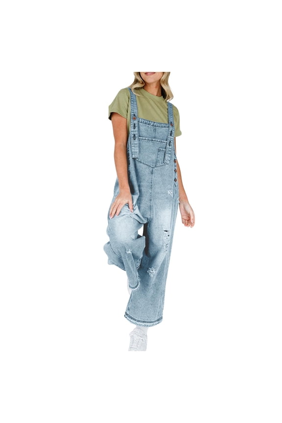 Light Royal Blue Lounge Overalls for Women Summer Fall Denim Flare Bell Bottom Basic Long Boot Cut Leg Coveralls Trousers Pants Rompers Ladies 2026 Clothing S