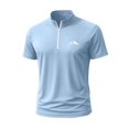 thumbnail image 1 of Light Royal Blue Man Short Sleeve T Shirts Tee Tops for Mens Collared Neck Spandex Work Out Gym Running Quick Dry Basic Fall Summer Tee Shirt Zip Up 2026 Clothing Fashion XXL, 1 of 5