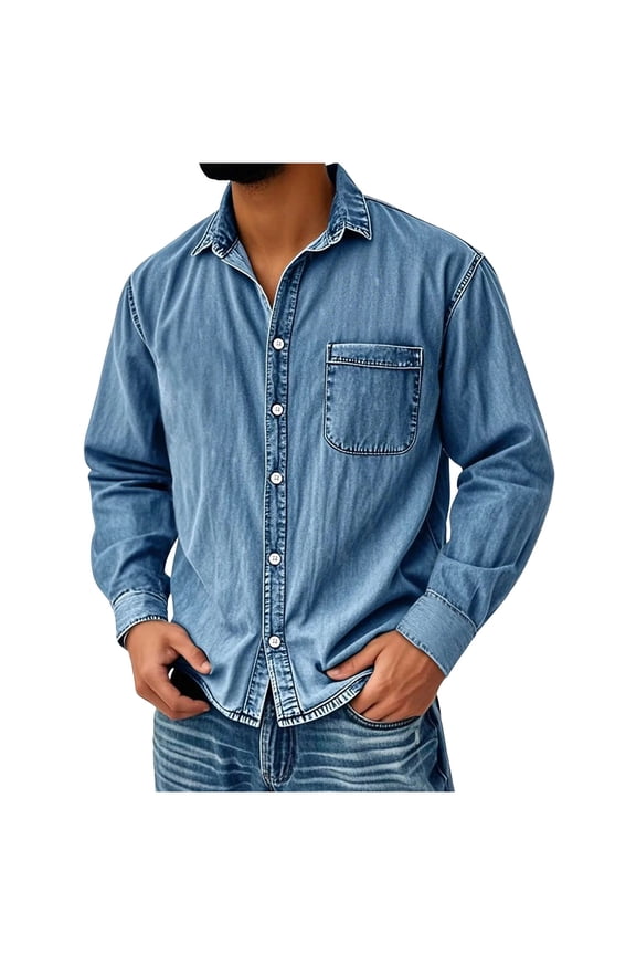 Light Royal Blue Mens High Neck Denim Button Jacket Outfits for Man Long Sleeve Medieval Western Cardigan Renaissance Peasant Plain Steampunk Fall Summer Outerwear 2026 M
