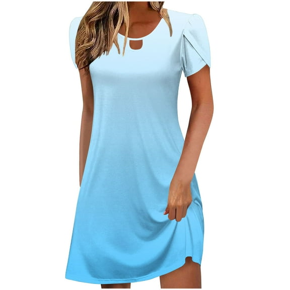 Light Royal Blue Ruffle for Women Fall Summer Spandex Midi Knee High Lounge Keyhole Eyelet Dresses Women 2025 Clothing Y2K XXL