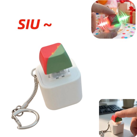 Light Up SIU Sound Button Fidget Keychain, Tactile Keyboard Fidget Clicker Mechanical Toy, Pocket Sized Decompression Key Ring, Funny Meme Prank Gift for Football Enthusiasts