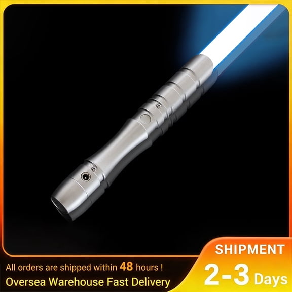 Light Saber, Sound Effect Light Up Sword with Light, Rechargeable Glowing Dueling Sword, Metal Hilt, Prop for Adults (Silver Hilt Ice Blue Blade)