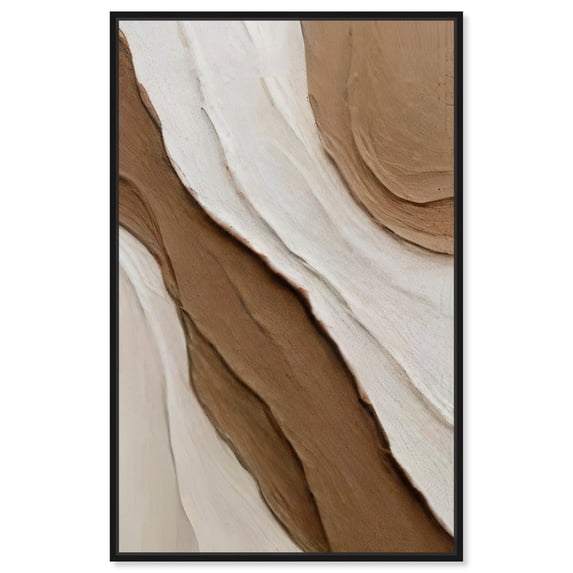 Light Sand Waves Canvas Geometric Abstract by Art Remedy, Black Frame, 24" x 36"