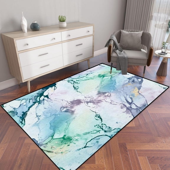 Light Seamless Glitter Blue Color Marble Amethyst Color Area Rug Outdoor Patio Rug Play Mat Modern Floor Carpet Non-Slip Home Decor Living Room 1x2ft